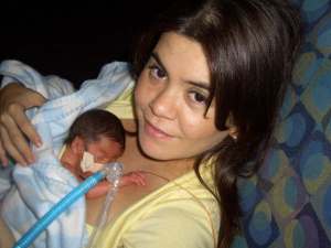 Rocio and Diego, bonding not long after his premature birth.