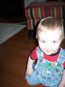 I am so into recycling that I am making Stella wear my old overalls. 